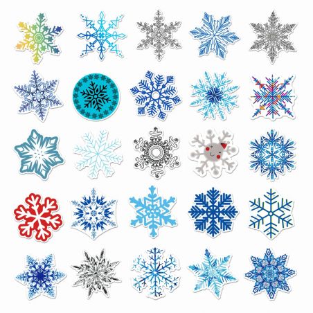 Set of 50 Japanese stickers, Kawaii Snowflakes Stickers-YUKINOKESSHO