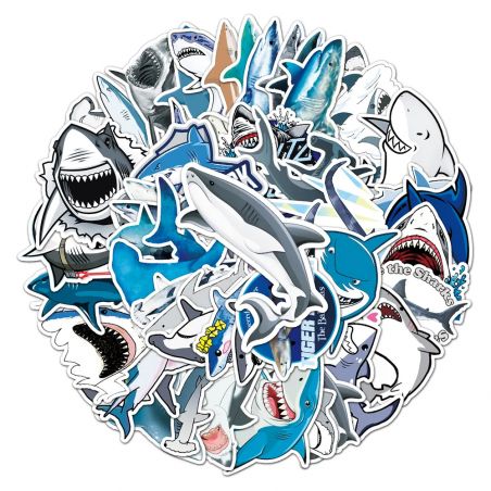 Set di 50 adesivi giapponesi, Kawaii Shark Stickers-SAME
