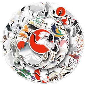 Lot of 50 Japanese stickers, Kawaii Crane Stickers-TSURU
