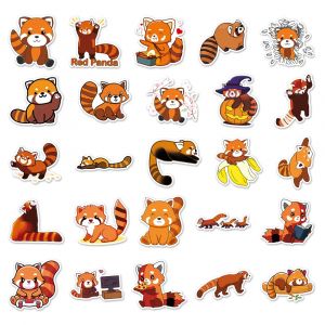 Lot of 50 Japanese stickers, Kawaii Red Panda Stickers-RESSAPANDA