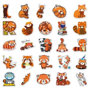 Lot von 50 japanischen Aufklebern, Kawaii Red Panda Aufkleber-RESSAPANDA
