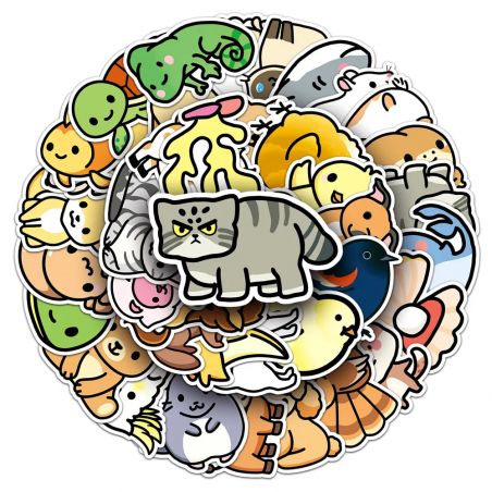 Lotto di 50 adesivi giapponesi, adesivi animali Kawaii 2-DOBUTSU 2