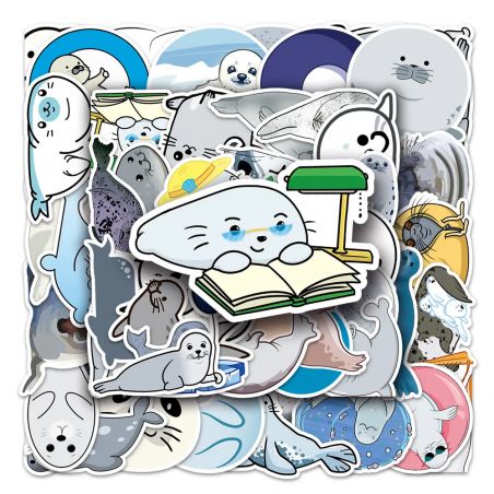Lot von 50 japanischen Aufklebern, Kawaii Seal Stickers-SHIRU