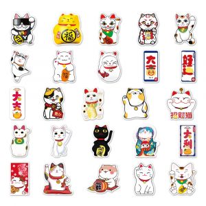 Set mit 50 japanischen Aufklebern, Kawaii-Katzenaufkleber 1-NEKO 1