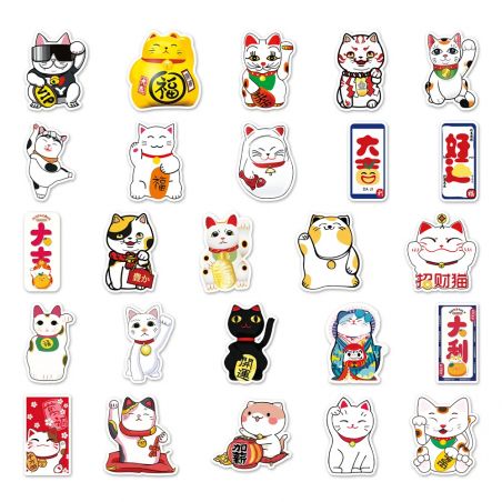 Lot of 50 Japanese stickers, Kawaii Cat Stickers 1-NEKO 1