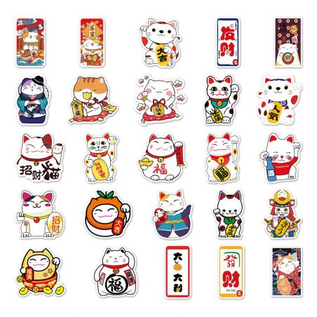 Lot of 50 Japanese stickers, Kawaii Cat Stickers 1-NEKO 1