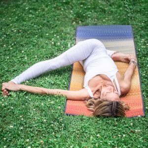 Stuoia di yoga giapponese naturale Tatami - JOY BLUE