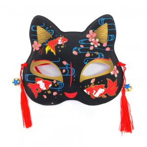 Japanische Halbmaske der schwarzen Katze, Goldene Flamme, Kogane no honō