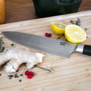 Cuchillo de cocina japonés (cuchillo de chef) martillado Gyuto KOTAI con saya y caja de bambú - hoja 20 cm