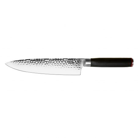 Coltello da cucina giapponese Gyuto KOTAI martellato (coltello da chef) con Saya e scatola di bambù - lama 20 cm