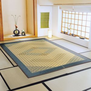 alfombra japonesa tradicional en paja de arroz, KUMIKO, asanoha