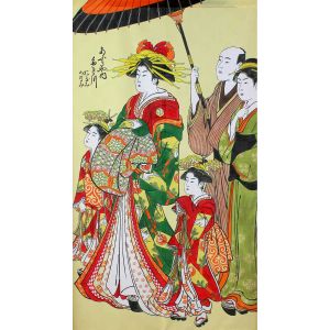 Japanese noren curtain Ukiyoe Hanakai Oiran