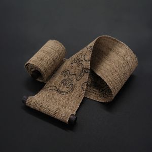 Feiner japanischer Wandteppich aus Hanf, handbemalt, TORYUMON ZEN