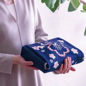 Furoshiki japonais sakura bleu marine ,SAKURA NO HANA