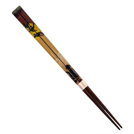 Par de palillos japoneses de madera - escudo familiar, familia Toyotomi