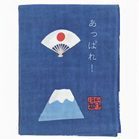 Japanisches Baumwolltaschentuch mit Mont-Fuji-Muster, „Appreciate it“, 43 x 34 cm