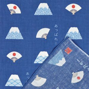 Mouchoir japonais en coton motif Mont Fuji, "Appreciate it" 43 x 34 cm