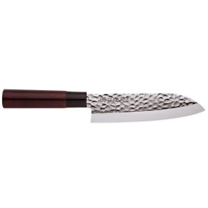 Coltello da cucina giapponese martellato per tutti i tipi di cibo, SANTOKU, 16,5 cm