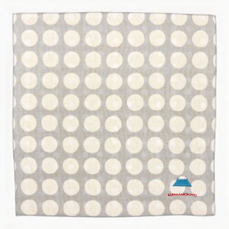 Japanese reversible cotton handkerchief with polka dots with Mount Fuji, MAME