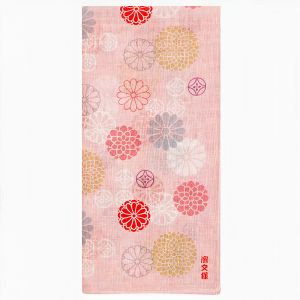 Pañuelo japonés de algodón con estampado de crisantemos, KIKU