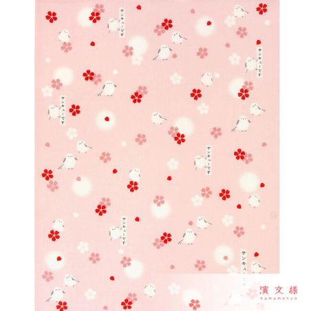 Japanese cotton handkerchief, bird pattern, TORI