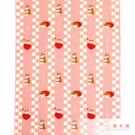 Japanese cotton handkerchief, Shiba Dog pattern, SHIBAINU