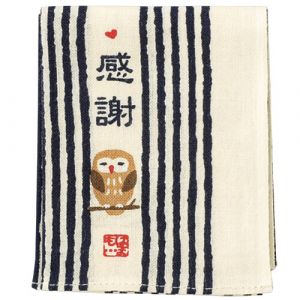 Japanese cotton handkerchief, Owl pattern, FUKURO 1