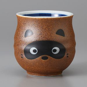 Taza de té de cerámica japonesa, marrón - TANUKI