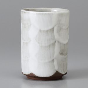 Japanese ceramic tea cup, gray and white - HAKARI