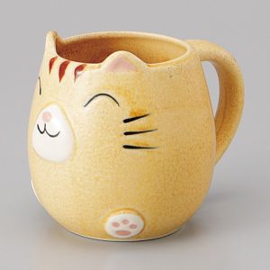 Mug japonais en céramique jaune - KIIROI NEKO - chat