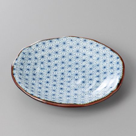 Petite assiette ronde japonaise, SASHIKO ASANOHA, bleue