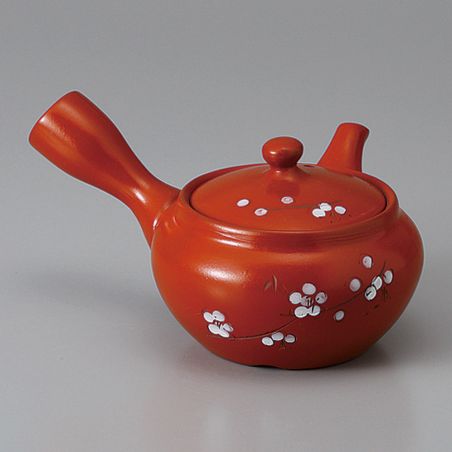 Japanische Kyusu-Keramik-Teekanne mit integriertem Filter und emailliertem Interieur, braun - SHIROI SAKURA