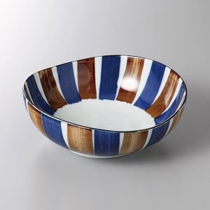 Ciotola donburi in ceramica giapponese blu e marrone - TSUTONRAIN