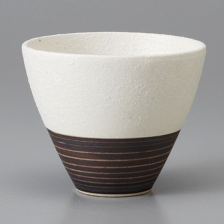 Set of 3 ceramic tea cups, brick red, black, white - TORIKORORU