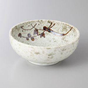 Small Japanese ceramic dish, white, crackle interior - WARETA