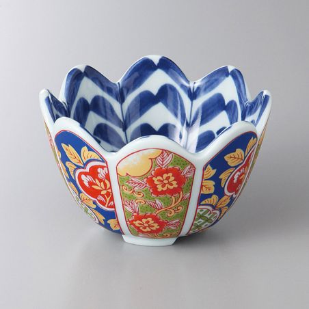 Set di 4 tazzine piccole in ceramica bianca, blu e rossa - SAMAZAMANA PATAN