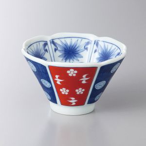 Set mit 4 kleinen weißen, blauen und roten Keramikbechern - SAMAZAMANA PATAN