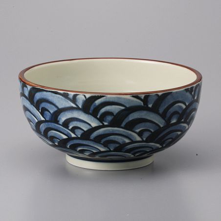 Ciotola giapponese ramen con onde in ceramica - NAMI