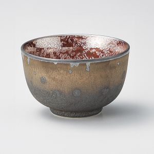 Taza de té de cerámica japonesa, esmalte metálico con reflejos rosas - METARIKKU