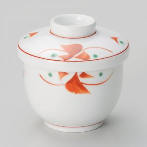 Tazza giapponese con coperchio chawan mushi puntini bianchi, rossi e verdi - POINTO