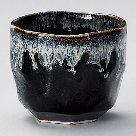 Ceramic bowl for tea ceremony, black edge infused paint - CHUNYU