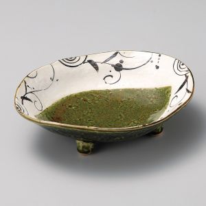 Piatto in ceramica giapponese con bordi verdi e bianchi - MIDORI NO HAIKEI