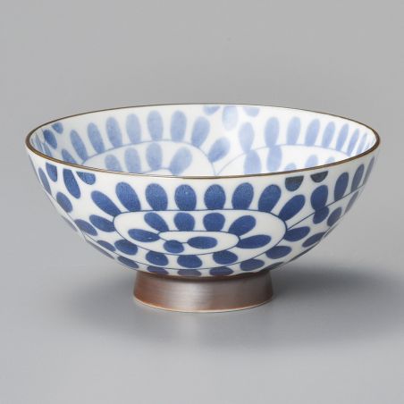 Set de 4 bols à riz japonais en céramique blanc, motifs variés bleus - SAMAZAMANA