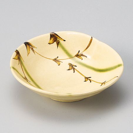 Petit récipient japonais en céramique beige motifs nature - SHOKUBUTSU