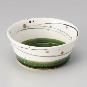 Bol à riz japonais en céramique, beige et vert - ORIBE