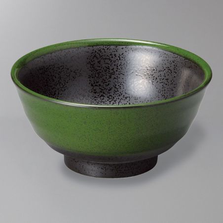 Japanese ceramic bowl, MIDORIKURO, black and green