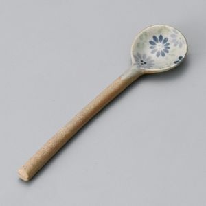 Cuchara de cerámica japonesa, motivos florales 1, FURAWAZU 1