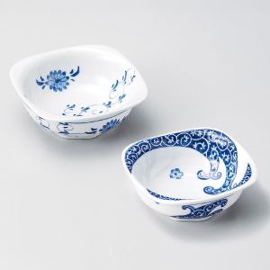 Duo di tazze in ceramica bianca e blu - SAMAZAMANA PATAN