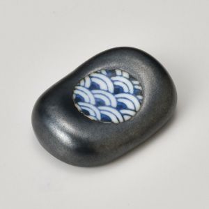 soporte para palillos de cerámica, SEIGAIHA, azul