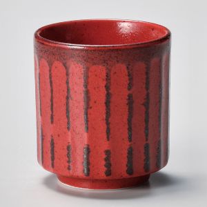 Tasse rouge japonaise Soba choko en céramique NEGORO SHINOGI